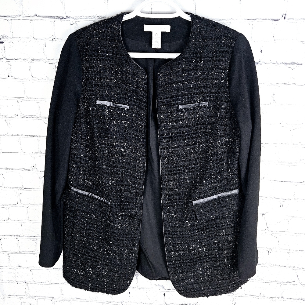 CHICO'S | Duster open front metallic mixed tweed blazer jacket